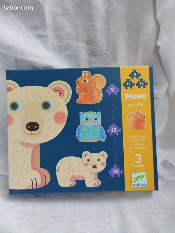 Boite 3 puzzles Djeco 9/12/16 pièces "dans la forêt" (image 1)