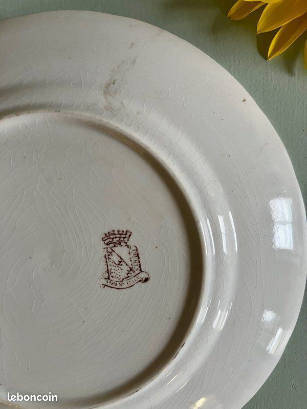 Assiette parlante Niderviller ancienne – décor floral bleu (image 6)