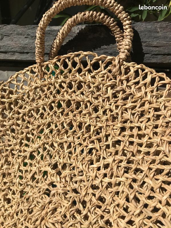Sac rond Minorque en osier ajouré avec demi-anses (image 5)