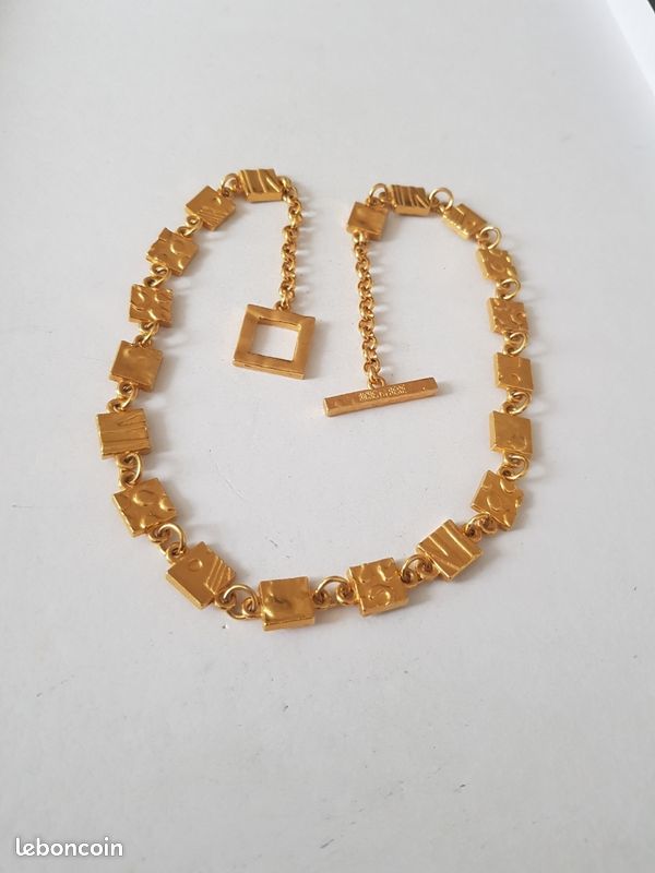 Collier Vintage Ras Du Cou Biche De Bere - Plaqué Argent - Longueur 41-45 Cm - Style Années 90
