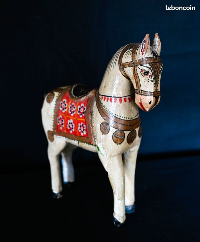 Cheval En Bois Du Rajasthan - Décoration Ethnique Artisanale (Gribouille Import)