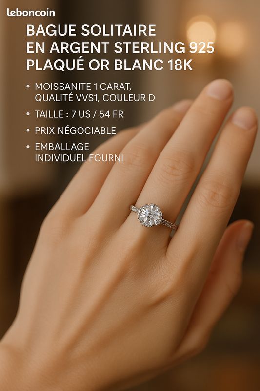 Argent Sterling Solitaire Bague Argent Solitaire Accompagné Argent