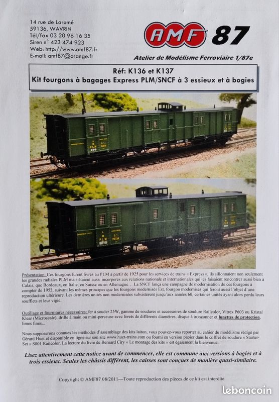 Fourgon PLM Vert à Bogies AS - échelle O, Réf. PLM F, Acier Embouti, Avec Boîte