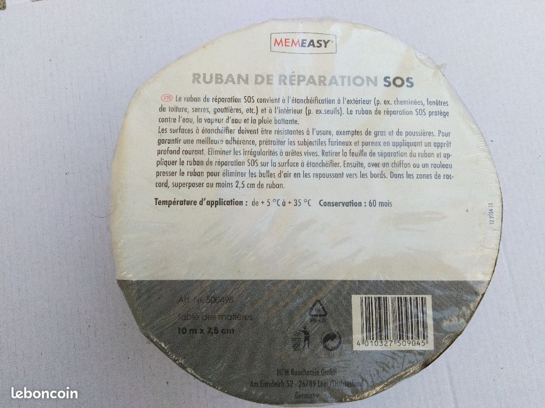 Ruban bitumé autocollant 10m x 7,5cm - Neuf (image 3)