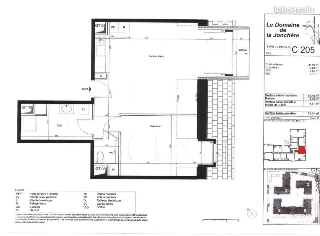 Appartement a louer bussy-saint-georges - 2 pièce(s) - 55 m2 - Surfyn