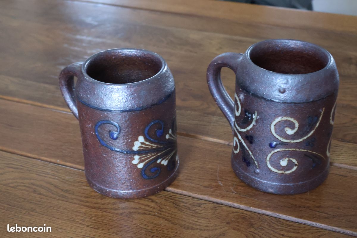 2 chopes à bière en terre cuite (image 1)