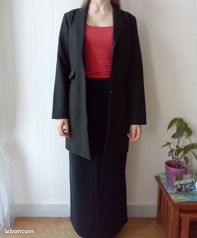 Costume Jupe Noir Tailleur Mini Jupe-short De Tailleur Noire