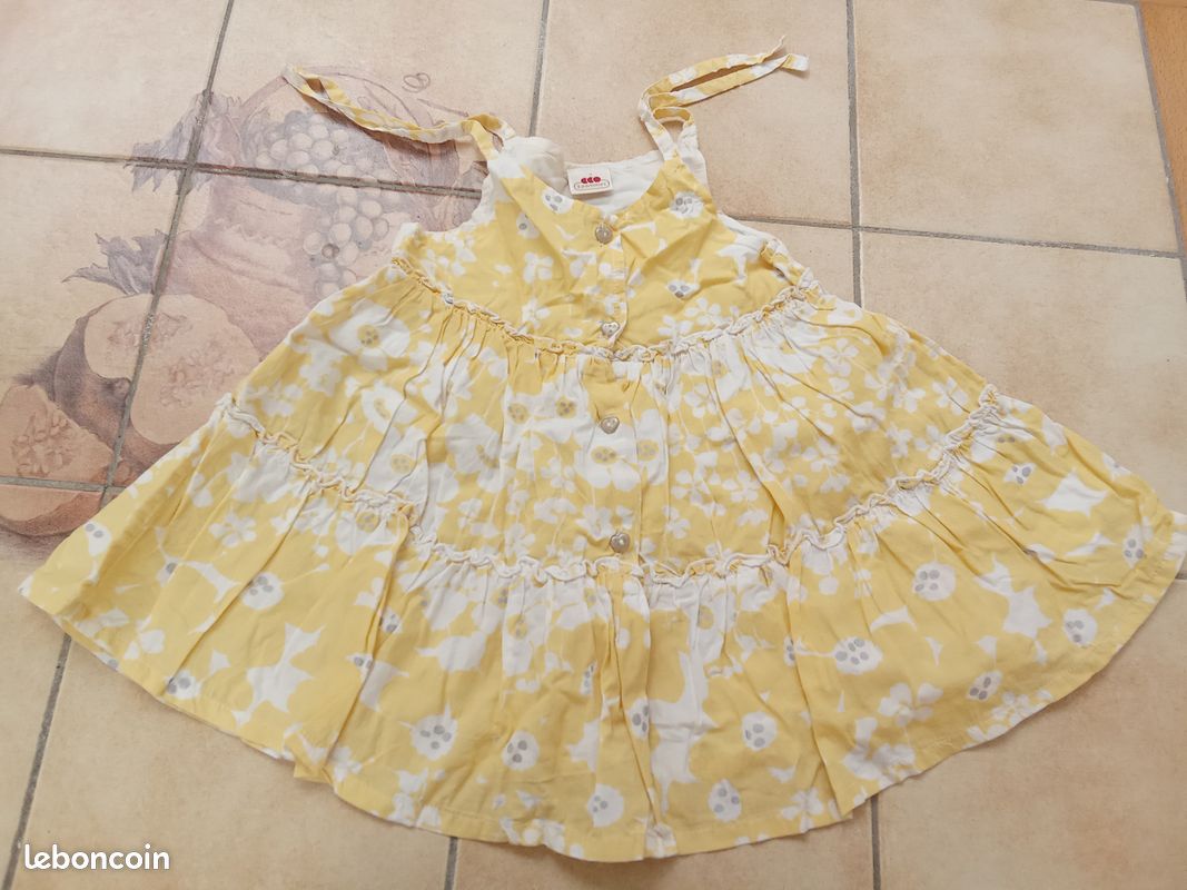 Robe jaune et blanche 18 mois (image 1)