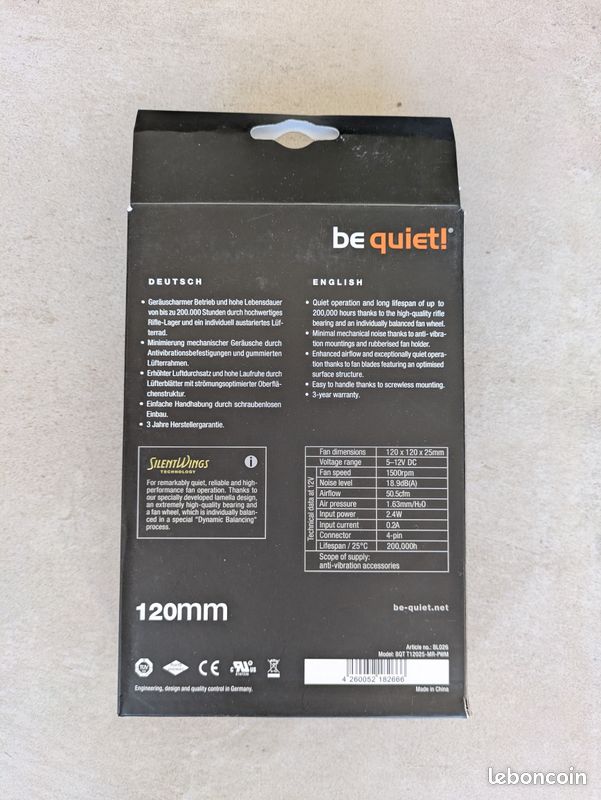 Ventilateur Bequiet Shadow Wing 120 mm (image 2)