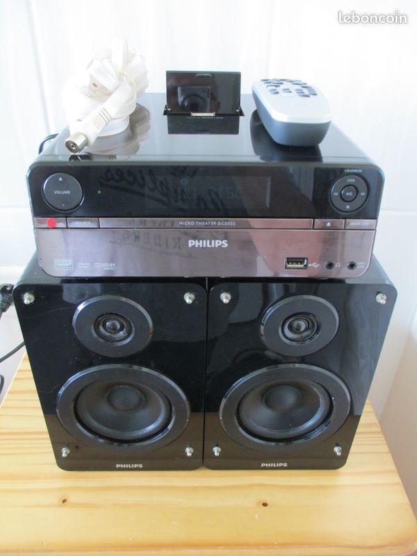 ⭐ Mini chaine hifi 2x 30w PHILIPS DCD 322 ( DCD322/12 ) Tout-en-1 compact avec Ampli / CD / DVD / Tuner / USB / Dock Apple + Paire enceintes 2 voies (image 1)