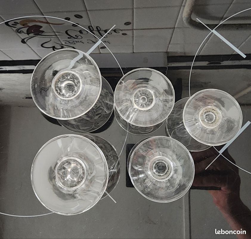 Lot de 5 verres anciens Cristal (image 2)