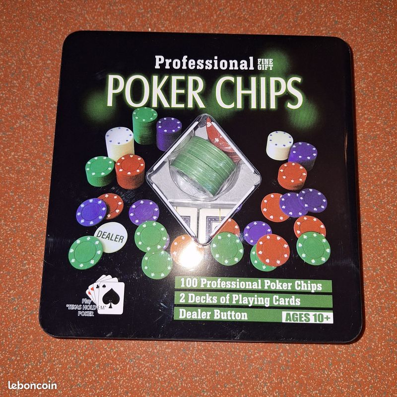 10 Boites de Poker 100 Jetons Numérotés poker pro Texas holdem + 5 jeux de cartes (image 1)