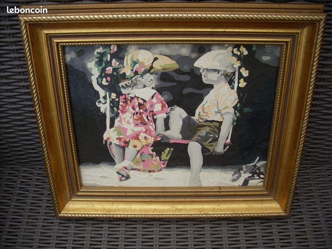 Tableau enfant balancoire jardin (image 1)