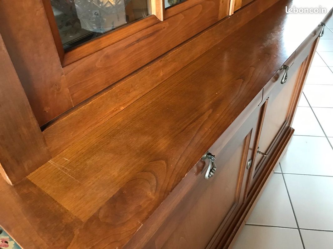 BUFFET VITRINE en merisier massif style Louis Philippe (image 7)