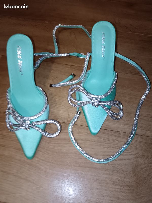 À Strass À Nœud À Talons Hauts Chaussures À Bride Arrière À Talons