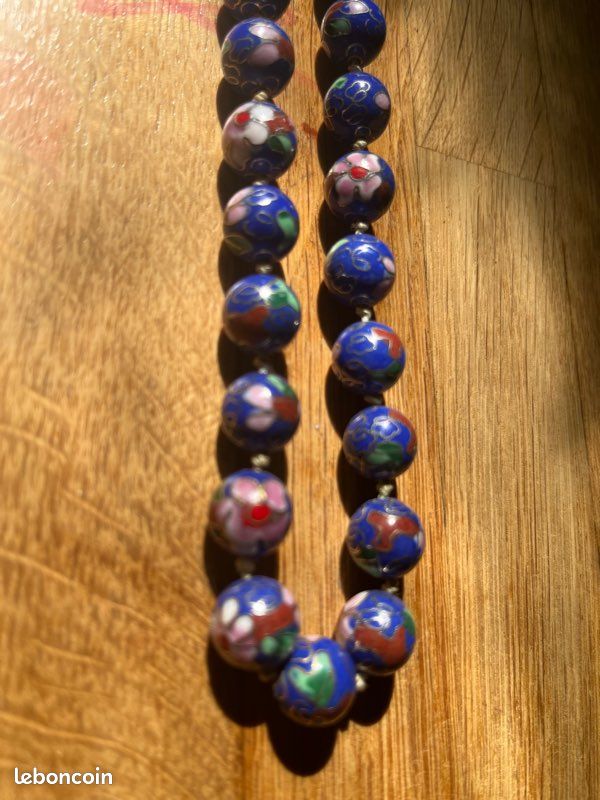 Bijou sautoir cloisonné vintage (image 4)