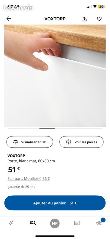 Voxtorp ikea blanc d'occasion - Ameublement