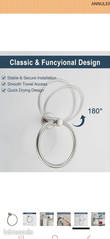 Anneau Porte-Serviettes Rond Nickel Brossé – Acier Inoxydable SUS304, Design Élégant Salle De Bain