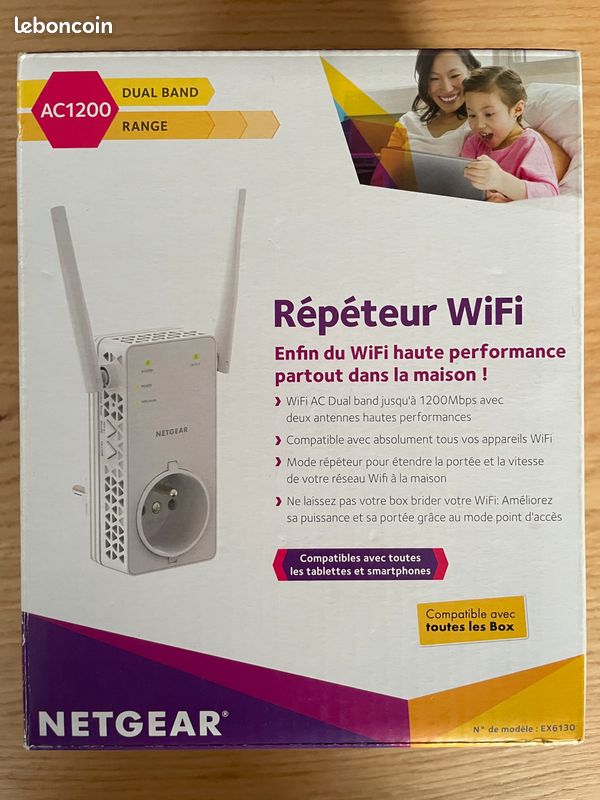 NETGEAR Rpteur WiFi (EX6130), Amplificateur WiFi AC1200, WiFi Booster, jusqu' 90m - Accessoires informatique NETGEAR Rpteur WiFi (EX6130), Amplificateur WiFi AC1200, WiFi Booster, jusqu' 90m - Accessoires informatique