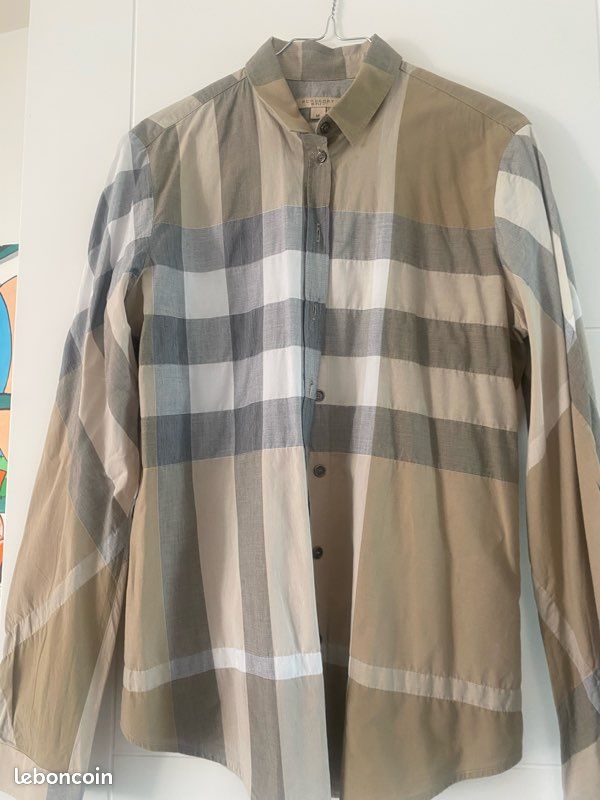 Chemise Manches Longues Burberry Pour Garçon 10 Ans – 100% Coton Rayé Bleu – Neuf Avec étiquettes