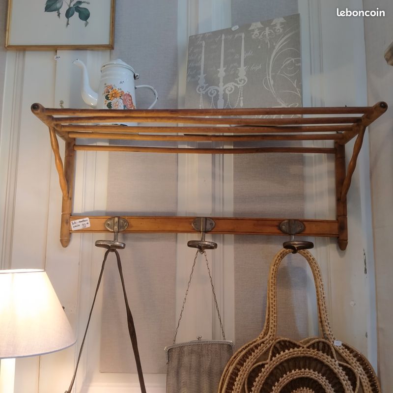 Patère ancienne en bois porte-manteau en bois vintage - Décoration
