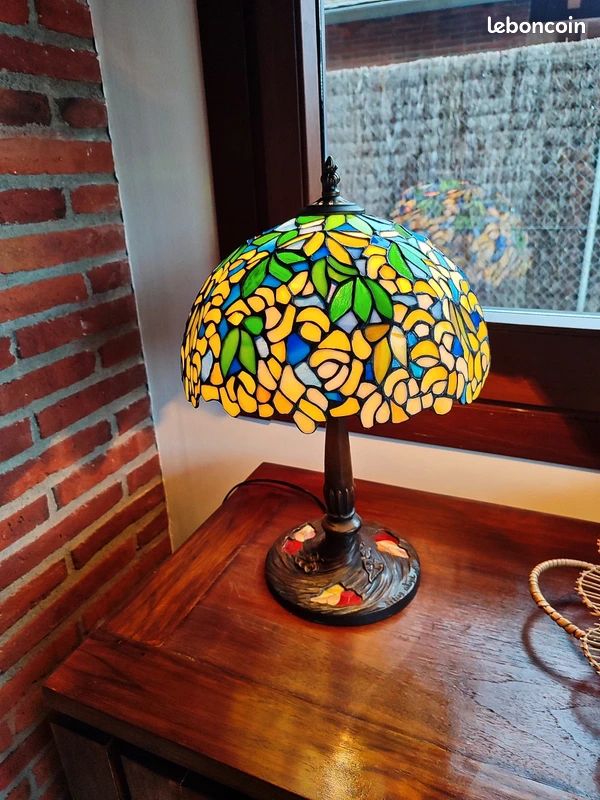 Lampe Tiffany d’auteur signée (1993/1997) – Base sculpturale exceptionnelle (image 5)