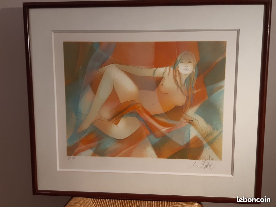 Aquarelle femme nue / charme / érotique avec cadre - Décoration