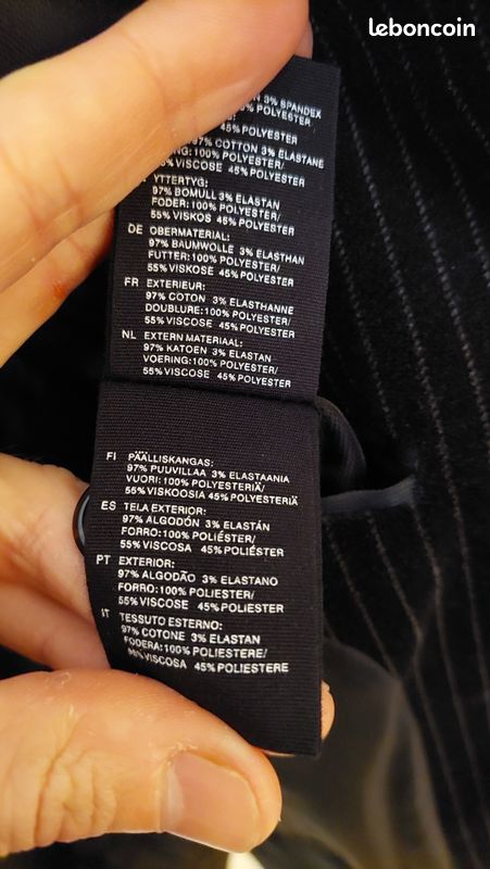 Veste homme H&M en coton noir avec rayures taille 46 (image 2)