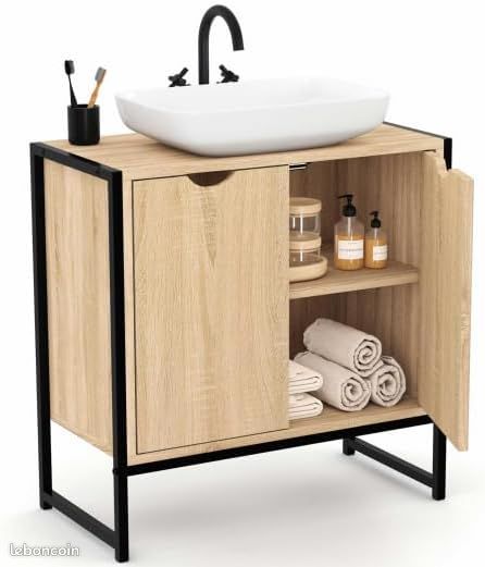 Meuble sous-lavabo salle de bain design industriel (image 1)