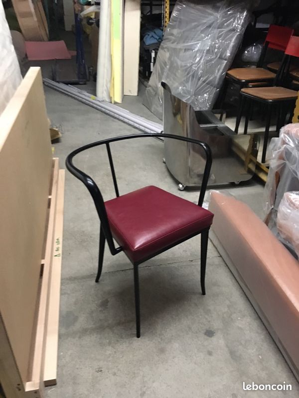 Paire de fauteuil années 50 vintage metal et cuir (image 1)