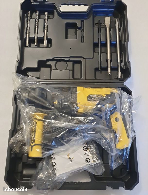 Perceuse à Percussion Électrique Powerplus 750 W et 3 J non utilisée avec acessoires et mallette (image 2)