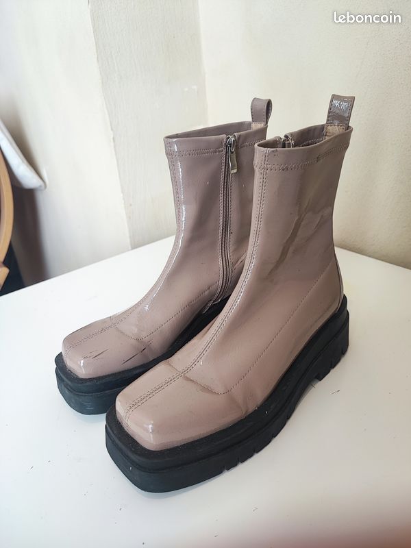 Bottines Beiges Stylées et Sexy, Talons Plateformes, Marque RAID