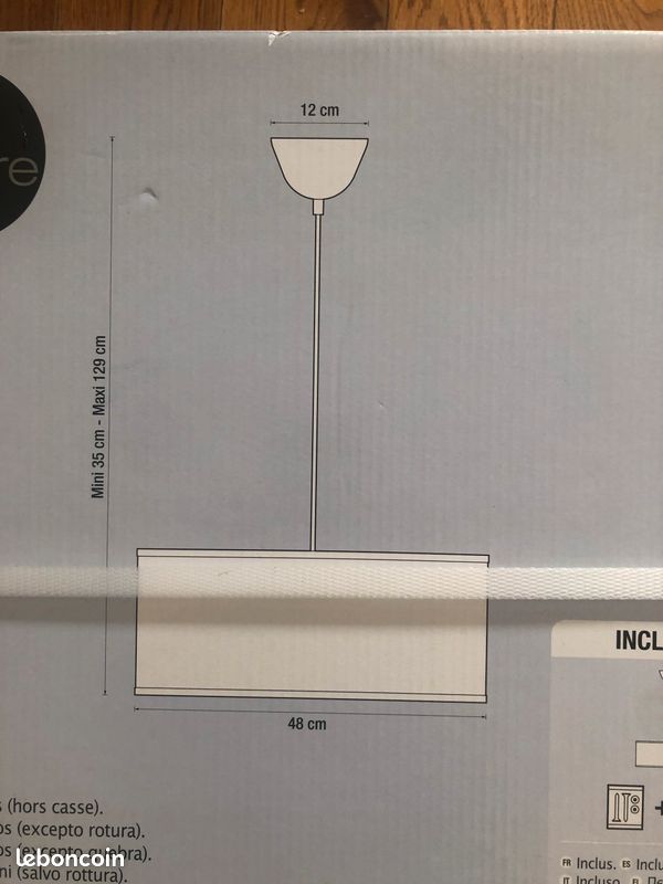 Suspension luminaire tissu gris inspire (image 7)