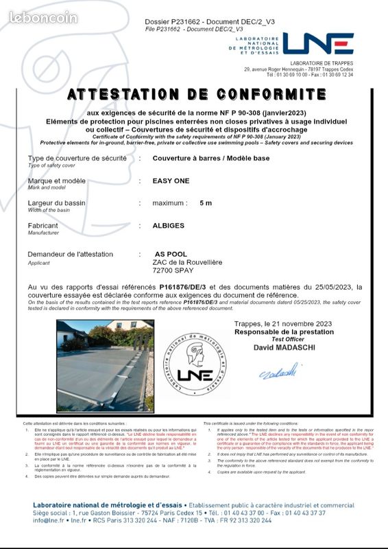 Bache a barre A Saisir, bache a barre pour piscine 8 x 3.70 plus bavette escalier (image 3)
