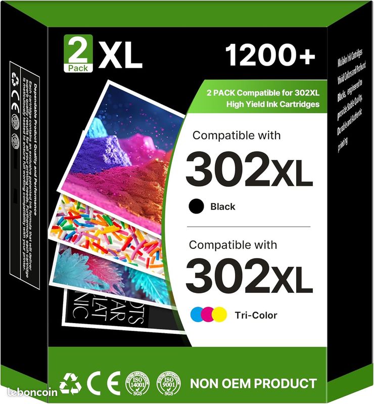 Cartouches D'encre Compatibles HP 302 XL - Lot Multi-couleurs Pour Imprimantes OfficeJet, DeskJet, Envy