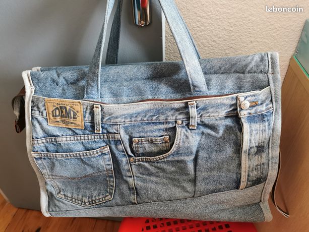 Sac à Dos Unisexe Vintage en Jean Délavé, Cartable de Voyage