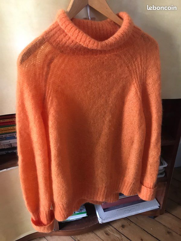 Pull Sauvage Poésie En Laine Mohair - Taille L/XL, Couleur Orange Beige - Occasion Très Bon état