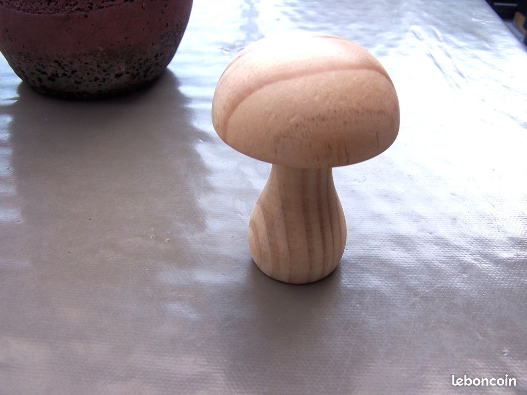 Champignon décoratif en bois clair brut (image 2)