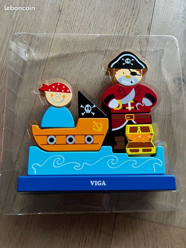 Viga Jeu De Pêche Magnétique 4 Joueurs – 20 Poissons Numérotés, 4 Cannes, Développe Motricité, Dès 3 Ans, Bois 25x19x4cm