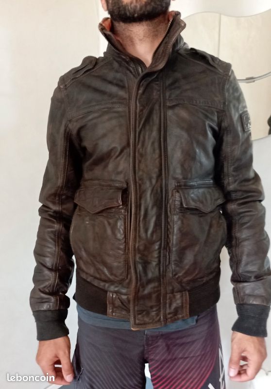 Veste manteau blouson tout cuir abercrombie (image 2)