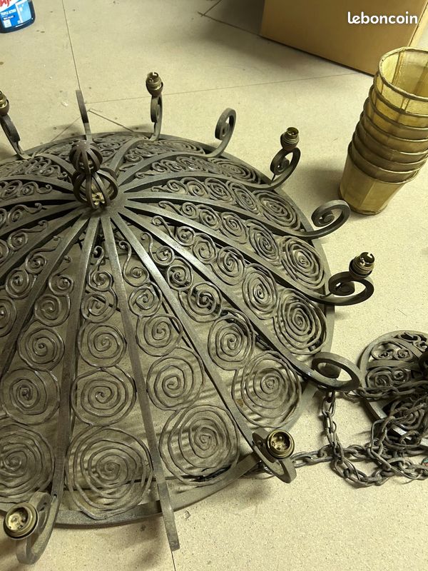 Pairelustre ancien en fer forgé des année 1900 (image 5)