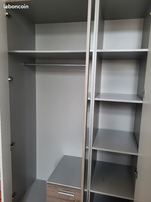 Chambre complète armoire lit sommier matelas 2 chevets (image 4)