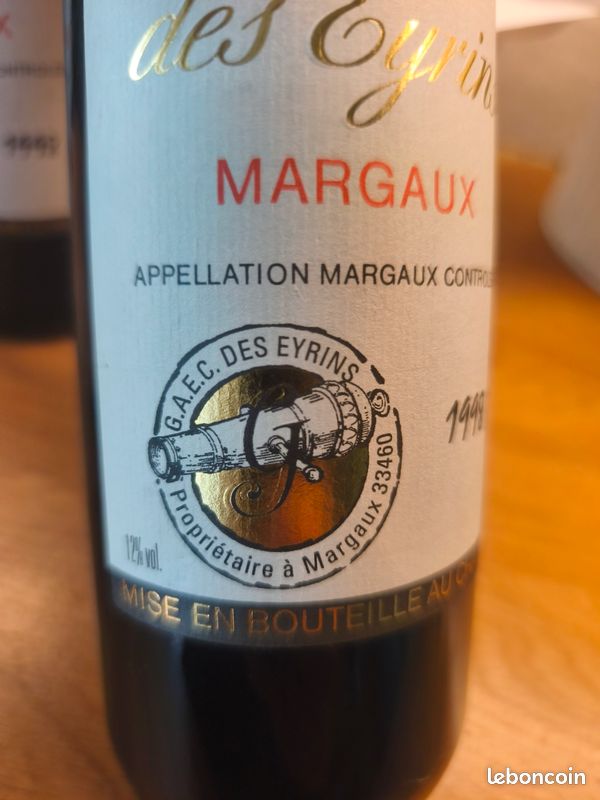 2 bouteilles Margaux château des Eyrins 1998 (image 4)