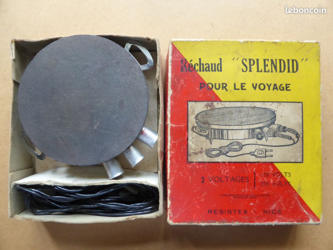 Ancien Réchaud Electrique Rond en Tôle Emaillé Metanic