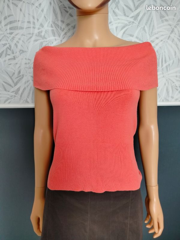 Petit pull à revers corail vintage XS/S N*517 (image 2)