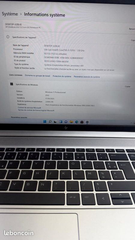 HP EliteBook 650 G10 15" Core i5 1.3 GHz - SSD 512 Go - 16 Go AZERTY - Français (image 5)