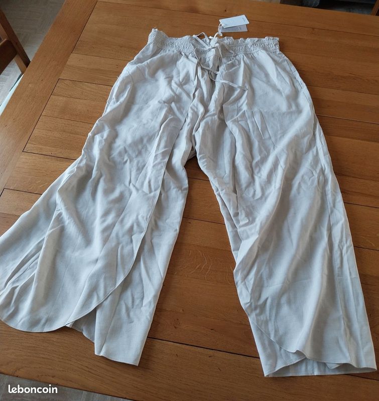 GRACE KARIN Pantalon Décontracté Femme Coton Lin - Palazzo Taille Élastique Avec Poches - Confort Et Style Estival