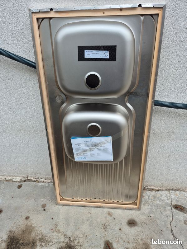 Evier 2 bacs inox nid d abeille neuf (image 2)