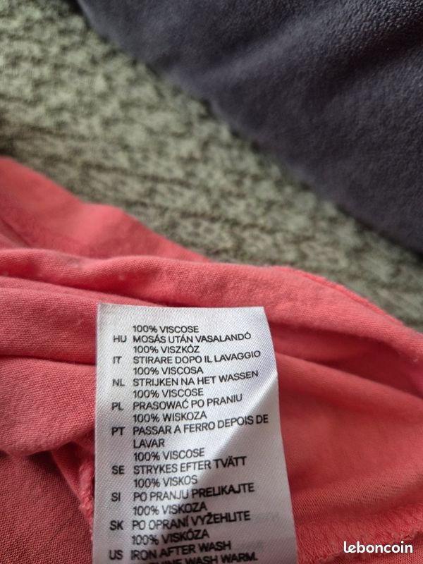 Tee-shirt 👕 femme. H&M. T : XS. Corail (image 8)