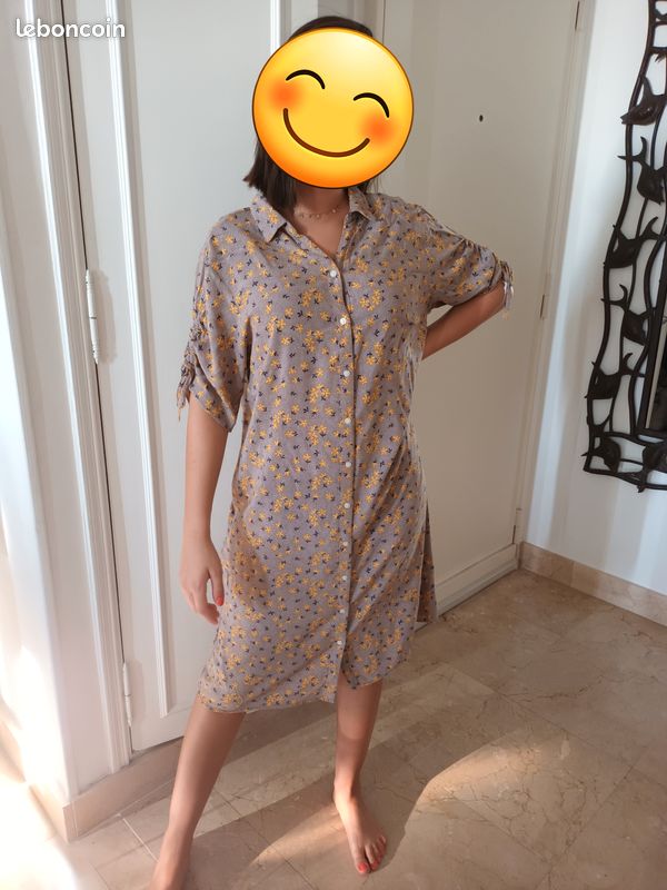 Robe vintage beige imprimé floral jeune et noir taille 38-44 - danayel (image 2)